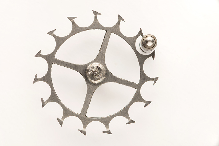 Position du cylindre et de sa roue, vue à la verticale. © Sonia Dourlot / Région Bourgogne-Franche-Comté, Inventaire du patrimoine - 2015