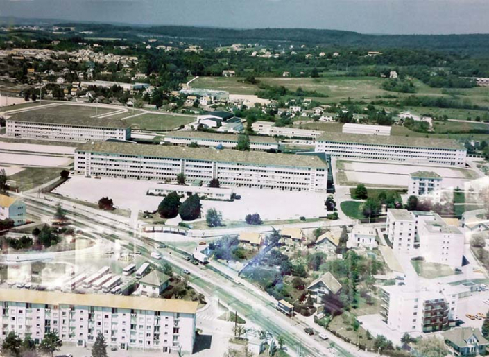 Vue aérienne du lycée (sans date). © Mary  Ruffinoni (reproduction) / Région Bourgogne-Franche-Comté, Inventaire du patrimoine - 2015