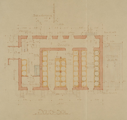 Commune de Fessevillers. Projet de construction d’une fruitière. Plans. Sous-sol, 1932. © Sonia Dourlot / Région Bourgogne-Franche-Comté, Inventaire du patrimoine - 2015