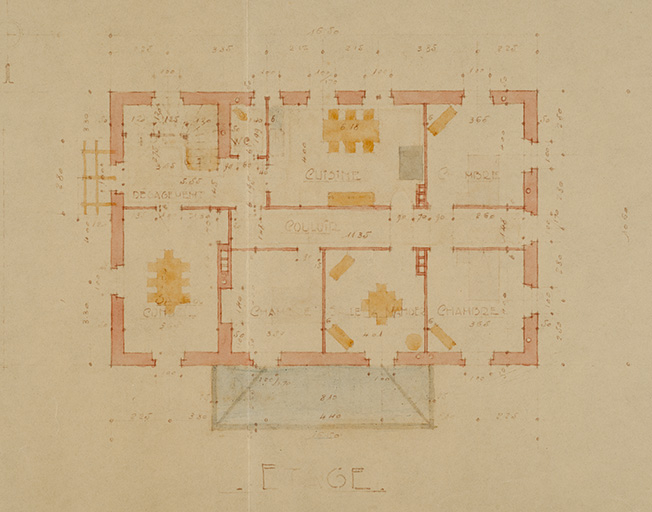 Commune de Fessevillers. Projet de construction d’une fruitière. Plans. Etage, 1932. © Sonia Dourlot / Région Bourgogne-Franche-Comté, Inventaire du patrimoine - 2015