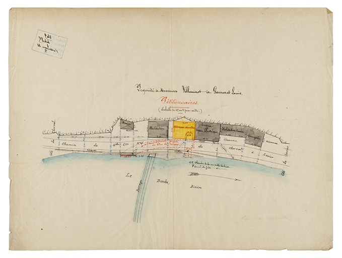 Plan-masse et de situation, calque, s.d. [vers 1906]. © Sonia Dourlot / Région Bourgogne-Franche-Comté, Inventaire du patrimoine - 2015