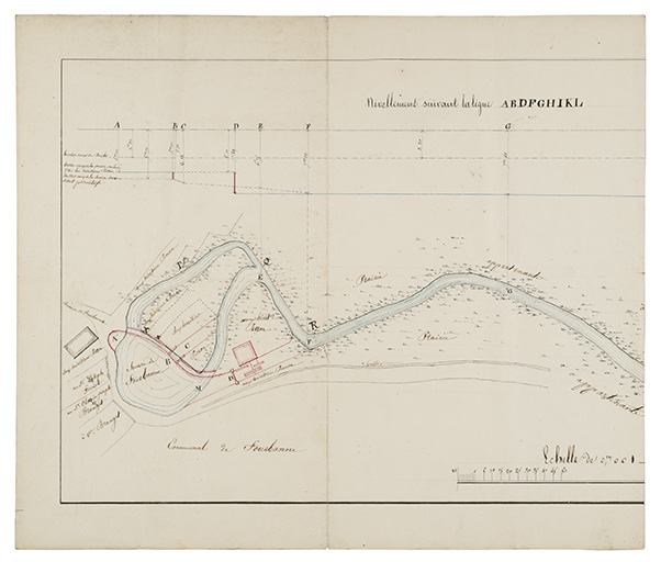 Plan de la source et du ruisseau de Fourbanne [...] des héritiers Perron, 1826.   © Sonia Dourlot / Région Bourgogne-Franche-Comté, Inventaire du patrimoine - 2015