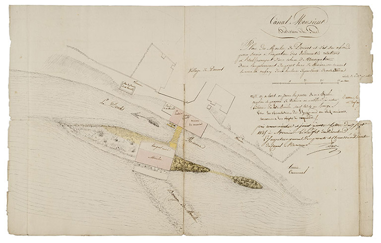 Plan du moulin de Douvot et de ses abords [...], s.d. [1825]. © Sonia Dourlot / Région Bourgogne-Franche-Comté, Inventaire du patrimoine - 2015