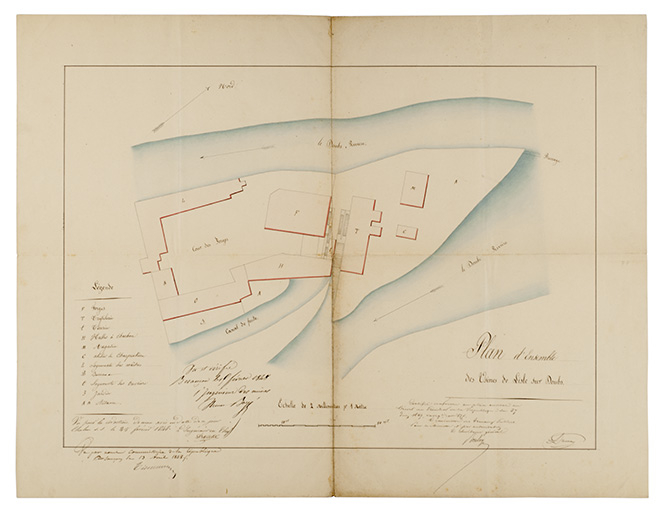 Plan d’ensemble des usines de l’Isle-sur-le-Doubs, s.d. [ca 1848].   © Sonia Dourlot / Région Bourgogne-Franche-Comté, Inventaire du patrimoine - 2015