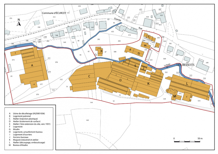 Plan-masse et de situation. Extrait du plan cadastral, 2015, section C. © Mathias Papigny / Région Bourgogne-Franche-Comté, Inventaire du patrimoine - 2015