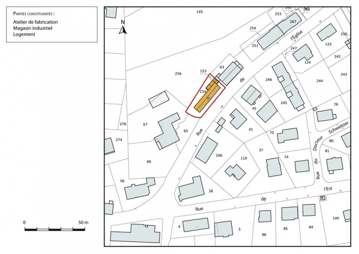 Plan-masse et de situation. Extrait du plan cadastral, 2015, section AD. © Mathias Papigny / Région Bourgogne-Franche-Comté, Inventaire du patrimoine - 2015 Plan-masse et de situation. Extrait du plan cadastral, 2015, section AD. © Mathias Papigny / Région Bourgogne-Franche-Comté, Inventaire du patrimoine - 2015