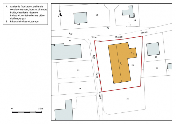 Plan-masse et de situation. Extrait du plan cadastral, 2015, section AN. © Mathias Papigny / Région Bourgogne-Franche-Comté, Inventaire du patrimoine - 2015