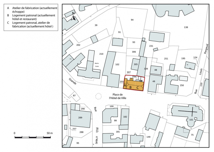 Plan-masse et de situation. Extrait du plan cadastral, 2015, section AC. © Mathias Papigny / Région Bourgogne-Franche-Comté, Inventaire du patrimoine - 2015
