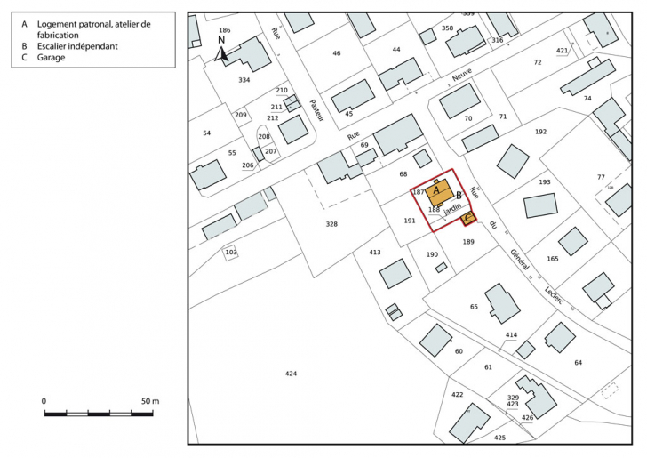 Plan-masse et de situation. Extrait du plan cadastral, 2015, section AI. © Mathias Papigny / Région Bourgogne-Franche-Comté, Inventaire du patrimoine - 2015 Plan-masse et de situation. Extrait du plan cadastral, 2015, section AI. © Mathias Papigny / Région Bourgogne-Franche-Comté, Inventaire du patrimoine - 2015