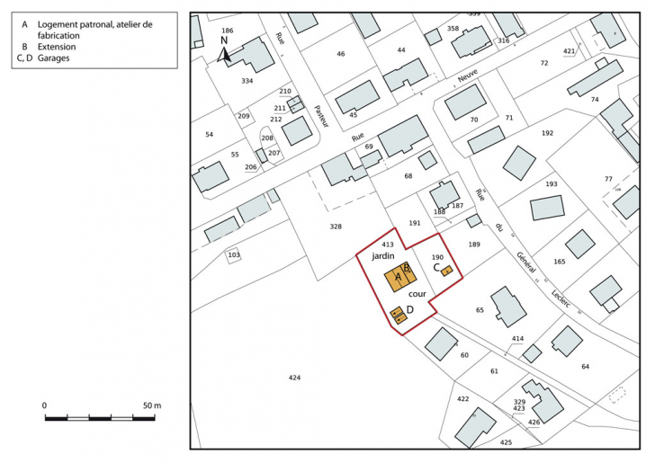 Plan-masse et de situation. Extrait du plan cadastral, 2015, section AI. © Mathias Papigny / Région Bourgogne-Franche-Comté, Inventaire du patrimoine - 2015 Plan-masse et de situation. Extrait du plan cadastral, 2015, section AI. © Mathias Papigny / Région Bourgogne-Franche-Comté, Inventaire du patrimoine - 2015