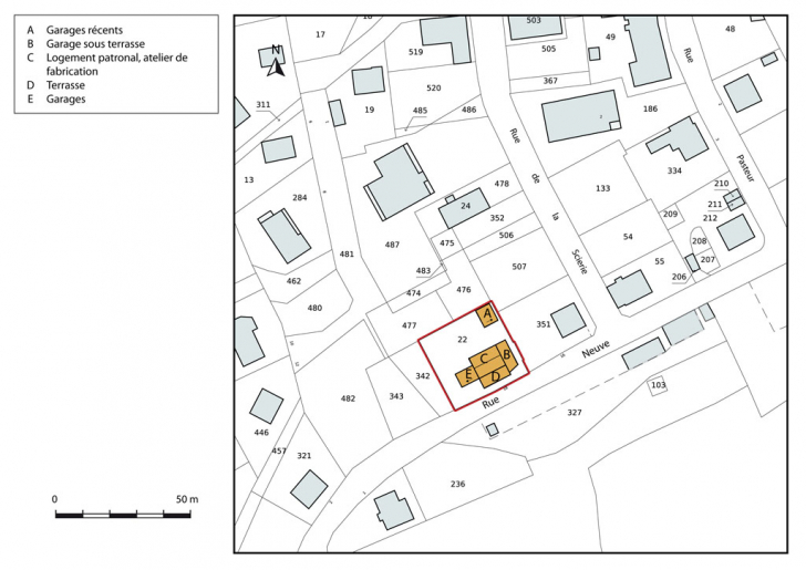 Plan-masse et de situation. Extrait du plan cadastral, 2015, section AI. © Mathias Papigny / Région Bourgogne-Franche-Comté, Inventaire du patrimoine - 2015 Plan-masse et de situation. Extrait du plan cadastral, 2015, section AI. © Mathias Papigny / Région Bourgogne-Franche-Comté, Inventaire du patrimoine - 2015