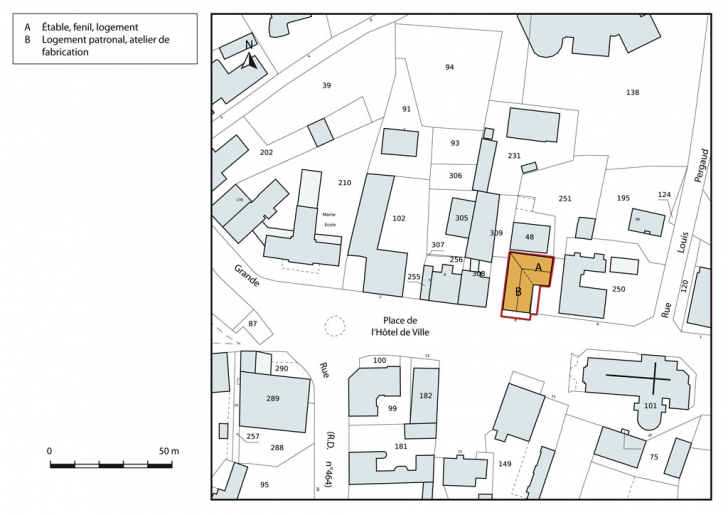 Plan-masse et de situation. Extrait du plan cadastral, 2015, section AC. © Mathias Papigny / Région Bourgogne-Franche-Comté, Inventaire du patrimoine - 2015