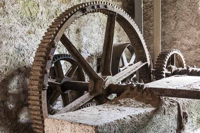 Détail des roues dentées. © Jérôme Mongreville / Région Bourgogne-Franche-Comté, Inventaire du patrimoine - 2015