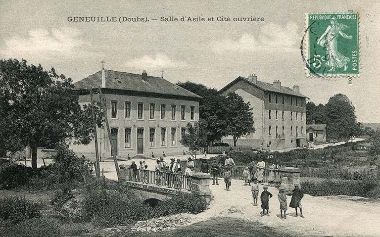 Geneuille (Doubs) - Salle d'asile et cité ouvrière, carte postale, s.d. [fin 19e ou début 20e siècle]. © Raphaël Favereaux / Région Bourgogne-Franche-Comté, Inventaire du patrimoine - 2015
