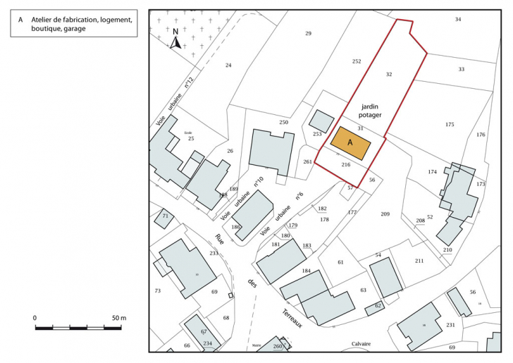 Plan-masse et de situation. Extrait du plan cadastral, 2015, section AB. © Mathias Papigny / Région Bourgogne-Franche-Comté, Inventaire du patrimoine - 2015 Plan-masse et de situation. Extrait du plan cadastral, 2015, section AB. © Mathias Papigny / Région Bourgogne-Franche-Comté, Inventaire du patrimoine - 2015