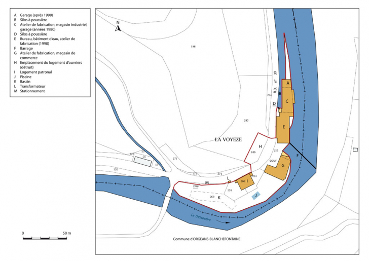 Plan-masse et de situation. Extrait du plan cadastral, 2015, section B. © Mathias Papigny / Région Bourgogne-Franche-Comté, Inventaire du patrimoine - 2015