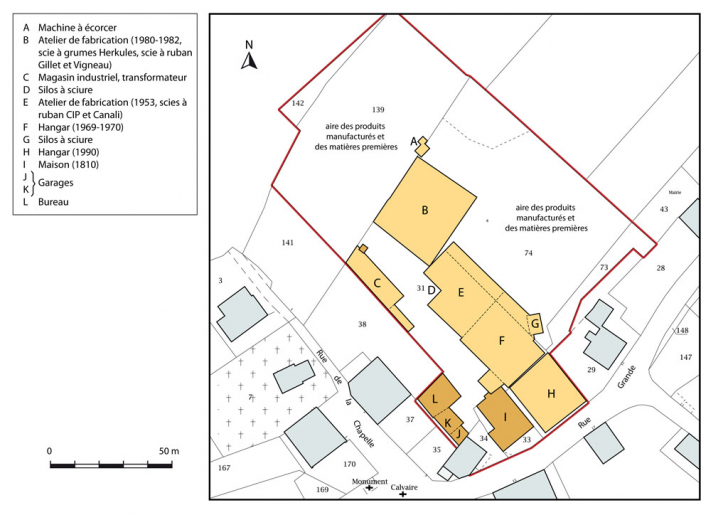 Plan-masse et de situation. Extrait du plan cadastral, 2015, section AC. © Mathias Papigny / Région Bourgogne-Franche-Comté, Inventaire du patrimoine - 2015