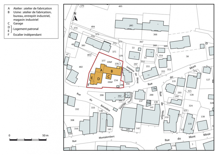 Plan-masse et de situation. Extrait du plan cadastral, 2015, section AB. © Mathias Papigny / Région Bourgogne-Franche-Comté, Inventaire du patrimoine - 2015 Plan-masse et de situation. Extrait du plan cadastral, 2015, section AB. © Mathias Papigny / Région Bourgogne-Franche-Comté, Inventaire du patrimoine - 2015