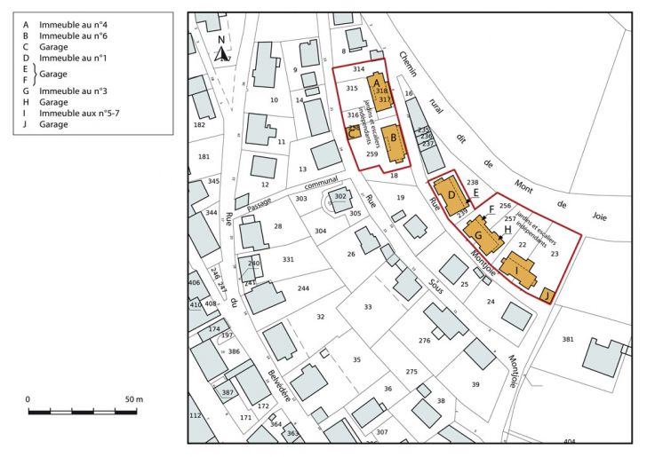 Plan-masse et de situation. Extrait du plan cadastral, 2015, section AB. © Mathias Papigny / Région Bourgogne-Franche-Comté, Inventaire du patrimoine - 2015
