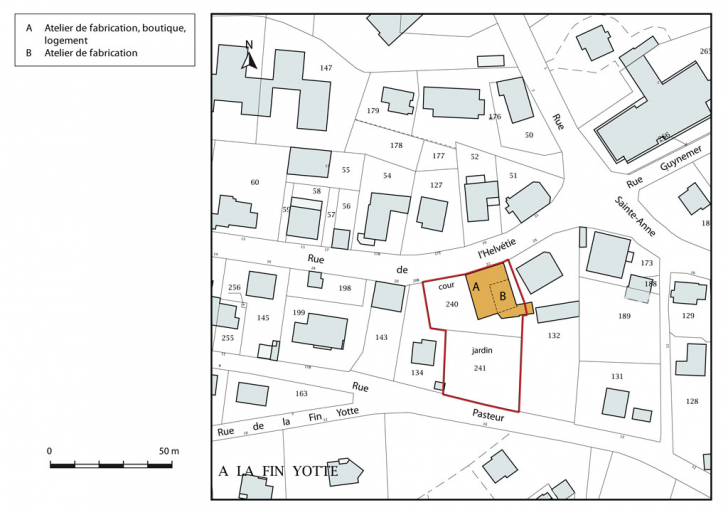 Plan-masse et de situation. Extrait du plan cadastral, 2015, section AC. © Mathias Papigny / Région Bourgogne-Franche-Comté, Inventaire du patrimoine - 2015