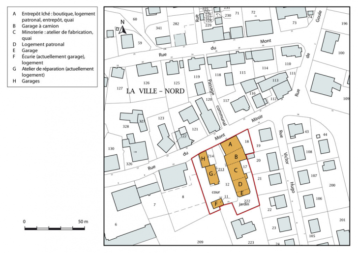 Plan-masse et de situation. Extrait du plan cadastral, 2015, section AB. © Mathias Papigny / Région Bourgogne-Franche-Comté, Inventaire du patrimoine - 2015