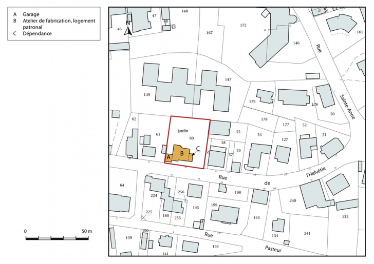 Plan-masse et de situation. Extrait du plan cadastral, 2015, section AI. © Mathias Papigny / Région Bourgogne-Franche-Comté, Inventaire du patrimoine - 2015 Plan-masse et de situation. Extrait du plan cadastral, 2015, section AI. © Mathias Papigny / Région Bourgogne-Franche-Comté, Inventaire du patrimoine - 2015