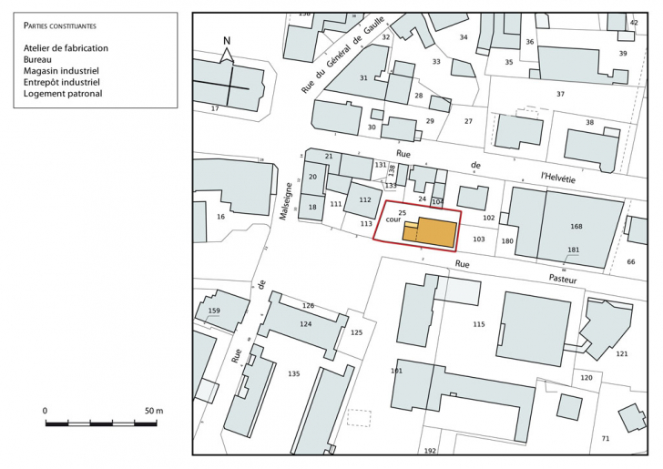 Plan-masse et de situation. Extrait du plan cadastral, 2015, section AI. © Mathias Papigny / Région Bourgogne-Franche-Comté, Inventaire du patrimoine - 2015