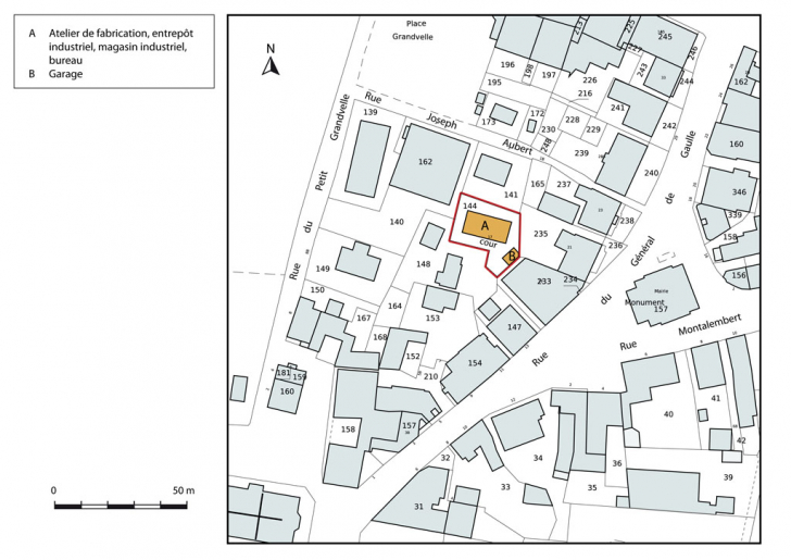 Plan-masse et de situation. Extrait du plan cadastral, 2015, section AK. © Mathias Papigny / Région Bourgogne-Franche-Comté, Inventaire du patrimoine - 2015