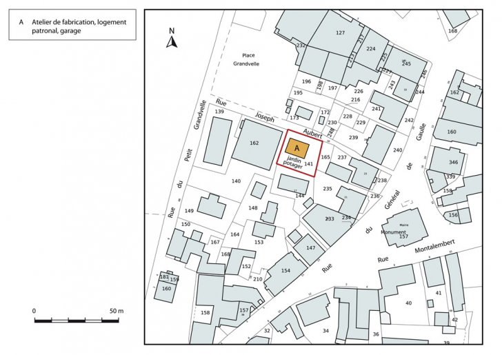 Plan-masse et de situation. Extrait du plan cadastral, 2015, section AK. © Mathias Papigny / Région Bourgogne-Franche-Comté, Inventaire du patrimoine - 2015 Plan-masse et de situation. Extrait du plan cadastral, 2015, section AK. © Mathias Papigny / Région Bourgogne-Franche-Comté, Inventaire du patrimoine - 2015
