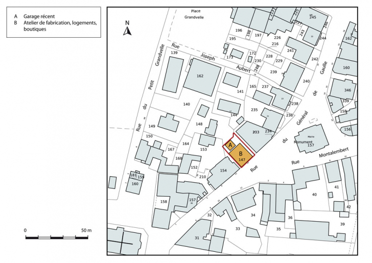 Plan-masse et de situation. Extrait du plan cadastral, 2015, section AK. © Mathias Papigny / Région Bourgogne-Franche-Comté, Inventaire du patrimoine - 2015 Plan-masse et de situation. Extrait du plan cadastral, 2015, section AK. © Mathias Papigny / Région Bourgogne-Franche-Comté, Inventaire du patrimoine - 2015