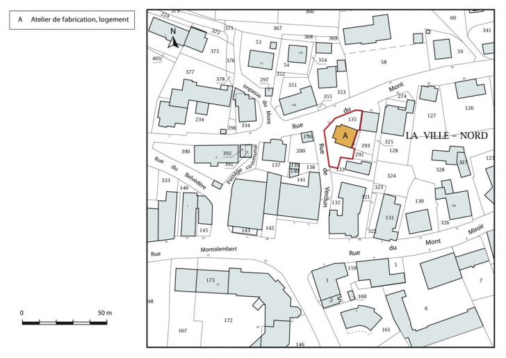 Plan-masse et de situation. Extrait du plan cadastral, 2015, section AB. © Mathias Papigny / Région Bourgogne-Franche-Comté, Inventaire du patrimoine - 2015