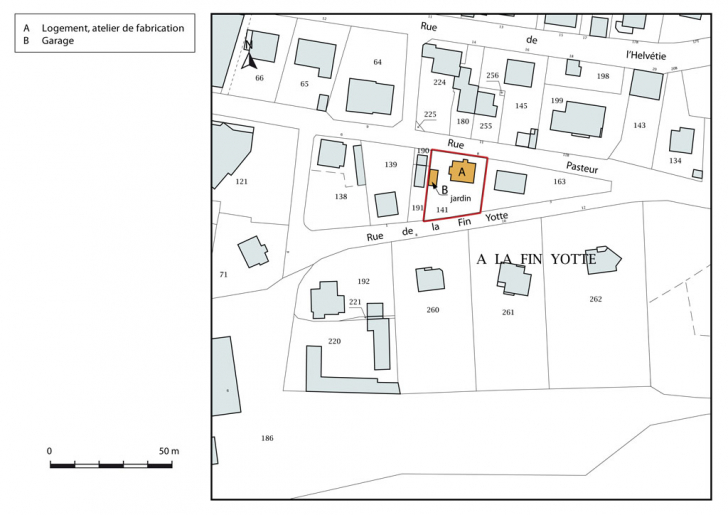 Plan-masse et de situation. Extrait du plan cadastral, 2015, section AC. © Mathias Papigny / Région Bourgogne-Franche-Comté, Inventaire du patrimoine - 2015