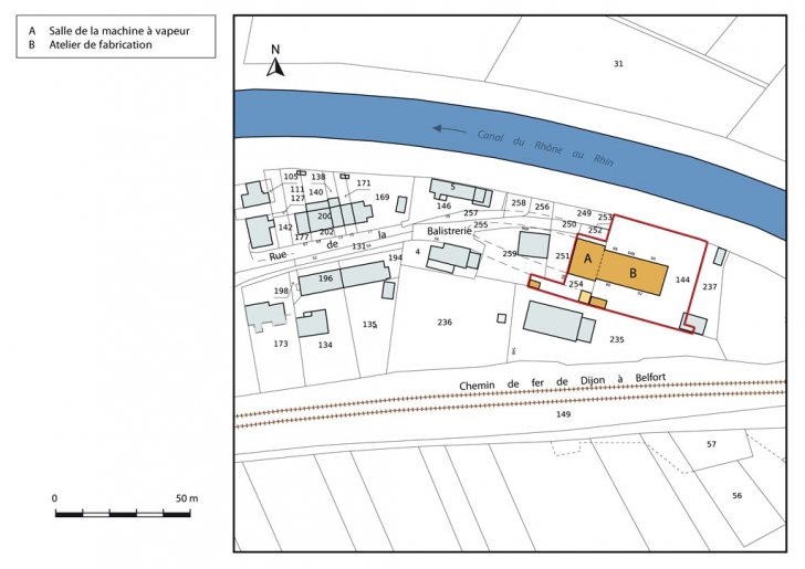 Plan-masse et de situation. Extrait du plan cadastral, 2015, section AC. © Mathias Papigny / Région Bourgogne-Franche-Comté, Inventaire du patrimoine - 2015