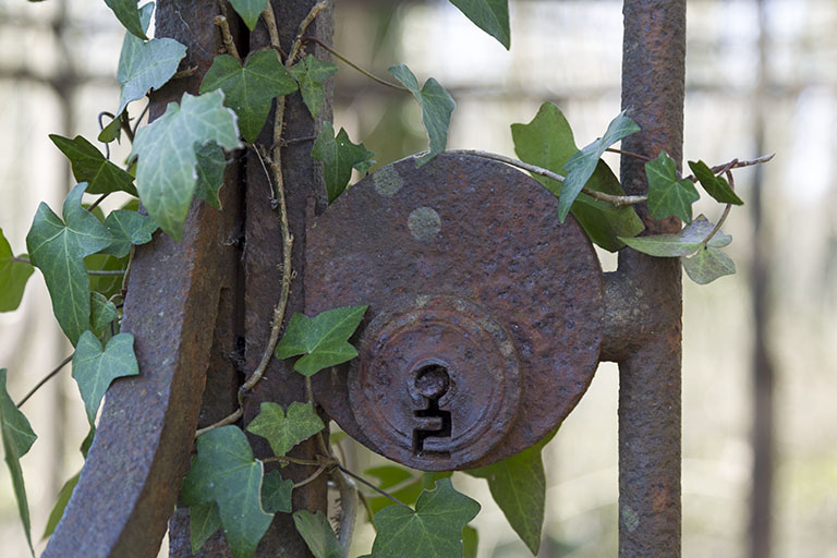 Serrure du garde-corps. © Sonia Dourlot / Région Bourgogne-Franche-Comté, Inventaire du patrimoine - 2015 Serrure du garde-corps. © Sonia Dourlot / Région Bourgogne-Franche-Comté, Inventaire du patrimoine - 2015