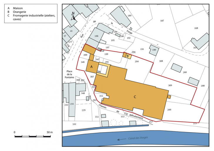 Plan masse et de situation. © Mathias Papigny / Région Bourgogne-Franche-Comté, Inventaire du patrimoine - 2015