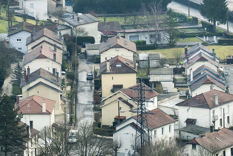 Etat en 2016. Cité ouvrière : vue plongeante, depuis l'ouest. © Sonia Dourlot / Région Bourgogne-Franche-Comté, Inventaire du patrimoine - 2016