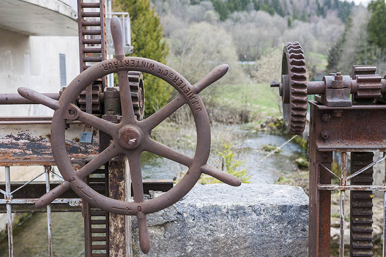 Détail du mécanisme du vannage. © Jérôme Mongreville / Région Bourgogne-Franche-Comté, Inventaire du patrimoine - 2016