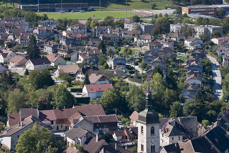Vue plongeante rapprochée depuis le nord-ouest. © Jérôme Mongreville / Région Bourgogne-Franche-Comté, Inventaire du patrimoine - 2016