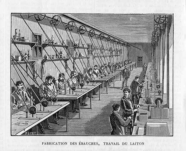 Fabrication des ébauches, travail du laiton, 1885. © Sonia Dourlot / Région Bourgogne-Franche-Comté, Inventaire du patrimoine - 2016