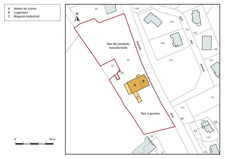Plan-masse et de situation. Extrait du plan cadastral, 2015, section ZS. © Mathias Papigny / Région Bourgogne-Franche-Comté, Inventaire du patrimoine - 2016 Plan-masse et de situation. Extrait du plan cadastral, 2015, section ZS. © Mathias Papigny / Région Bourgogne-Franche-Comté, Inventaire du patrimoine - 2016