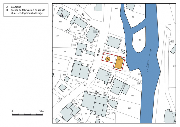 Plan-masse et de situation. Extrait du plan cadastral, 2015, section AC. © Mathias Papigny / Région Bourgogne-Franche-Comté, Inventaire du patrimoine - 2016