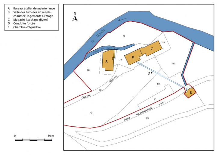 Plan-masse et de situation. Extrait du plan cadastral, 2015, section ZH. © Mathias Papigny / Région Bourgogne-Franche-Comté, Inventaire du patrimoine - 2016 Plan-masse et de situation. Extrait du plan cadastral, 2015, section ZH. © Mathias Papigny / Région Bourgogne-Franche-Comté, Inventaire du patrimoine - 2016