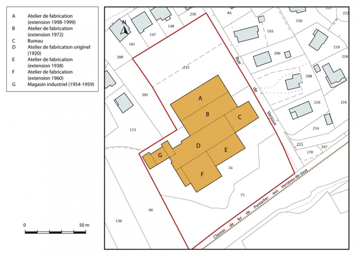 Plan-masse et de situation. Extrait du plan cadastral, 2015, section AC. © Mathias Papigny / Région Bourgogne-Franche-Comté, Inventaire du patrimoine - 2016