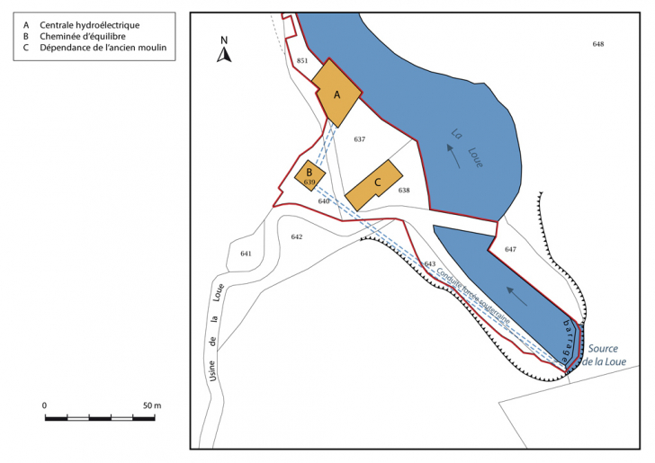 Plan-masse et de situation. Extrait du plan cadastral, 2015, section A. © Mathias Papigny / Région Bourgogne-Franche-Comté, Inventaire du patrimoine - 2016