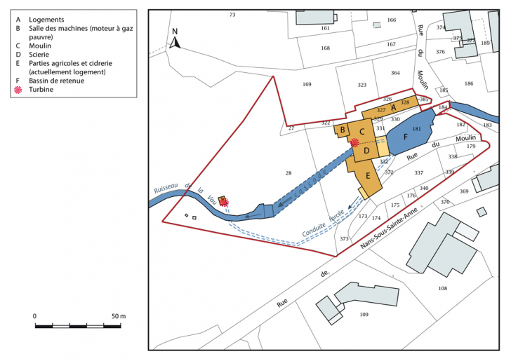 Plan-masse et de situation. Extrait du plan cadastral, 2015, section A. © Mathias Papigny / Région Bourgogne-Franche-Comté, Inventaire du patrimoine - 2016