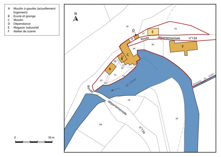 Plan-masse et de situation. Extrait du plan cadastral, 2015, section ZD. © Mathias Papigny / Région Bourgogne-Franche-Comté, Inventaire du patrimoine - 2016