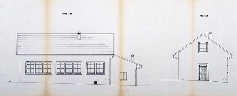 Etat des lieux. Sud Est [et] Nord Est [élévations], vers 1983. © Sonia Dourlot / Région Bourgogne-Franche-Comté, Inventaire du patrimoine - 2016