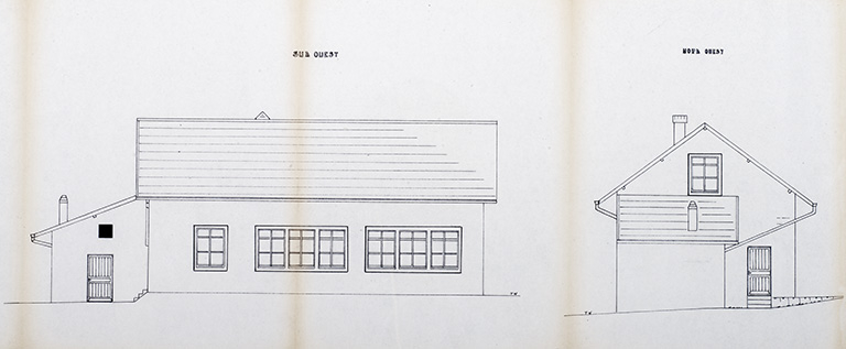 Etat des lieux. Sud Ouest [et] Nord Ouest [élévations], vers 1983. © Sonia Dourlot / Région Bourgogne-Franche-Comté, Inventaire du patrimoine - 2016