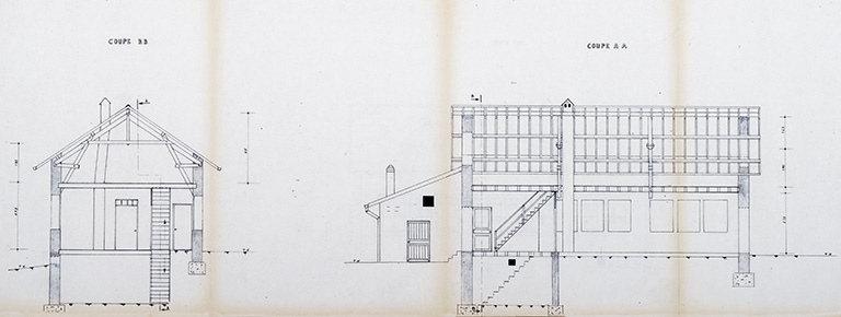 Etat des lieux [coupes], vers 1983. © Sonia Dourlot / Région Bourgogne-Franche-Comté, Inventaire du patrimoine - 2016