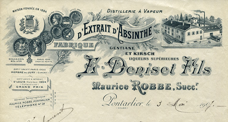 Papier à en-tête, vers 1907. © Raphaël Favereaux / Région Bourgogne-Franche-Comté, Inventaire du patrimoine - 2016